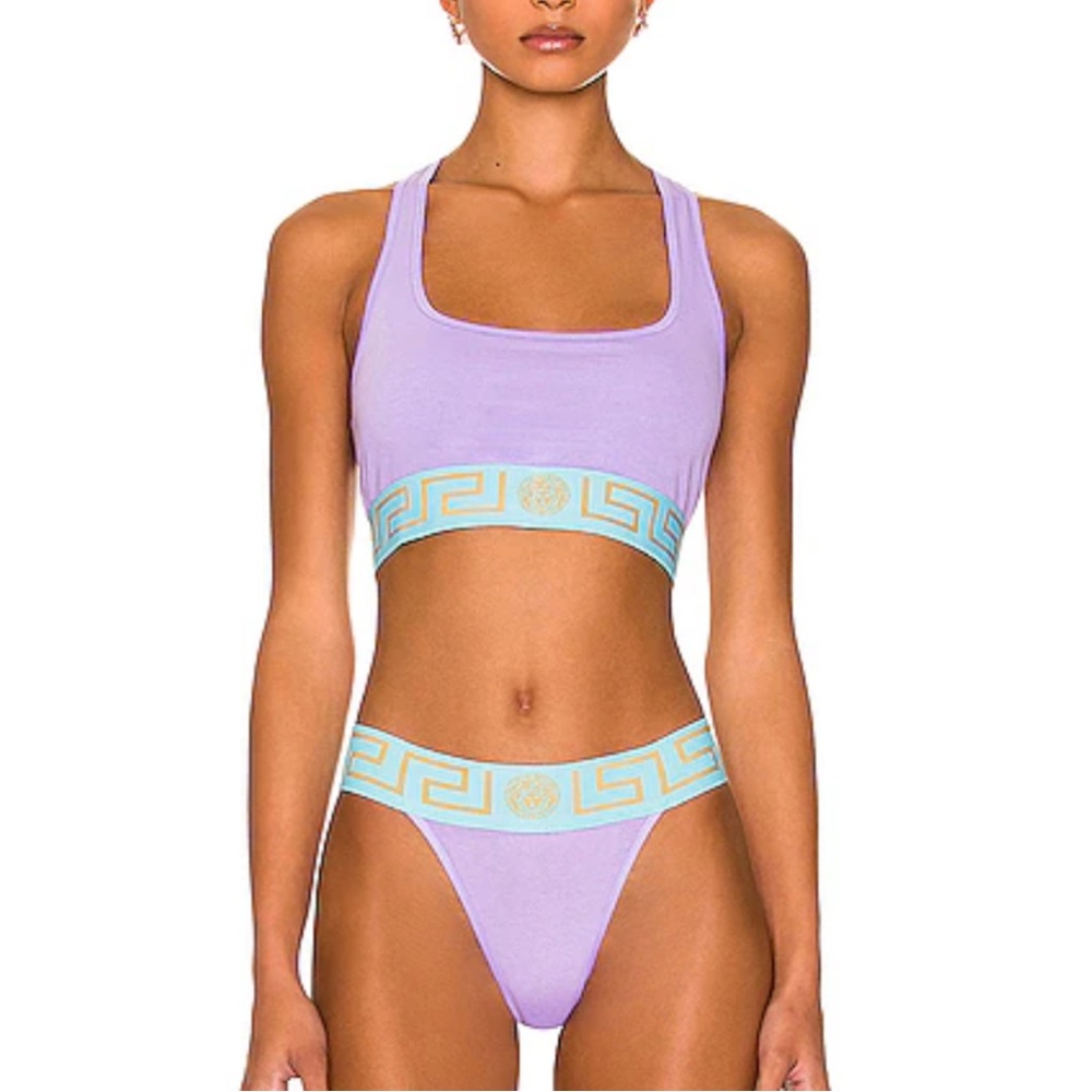 Versace Lilac and Gold Trim Sports Bra
